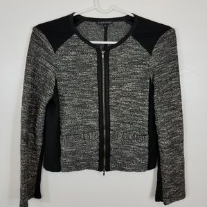 Eileen Fisher Gray/Black Cropped Zip up Cardigan